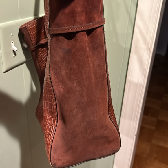 J McLaughlin Tassel Bag Brown Crocodile Leather Extra Large - Picture 10 of 16